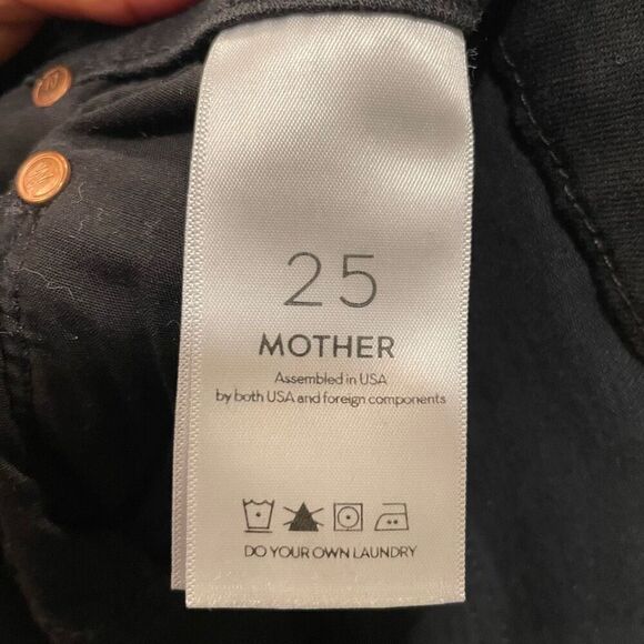 Mother Denim Womens Looker Ankle Fray Jeans 25 Black High Waisted Glitter Stripe - Picture 10 of 12